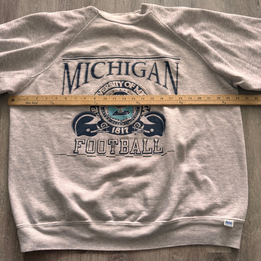 Vintage Discus Athletic Michigan Football Sweatshirt Gray XL Made in USA Tultex - Picture 3 of 8